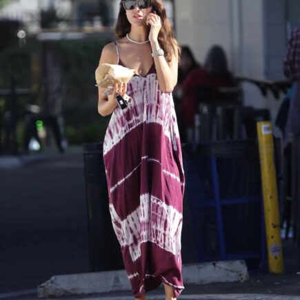 Eiza Gonzalez Oozes Beauty in a Lightweight Purple Maxi Dress in Los Feliz