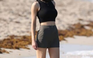 Alexandra Daddario Turns Up the Heat in Green Shorts on the Beach in Miami