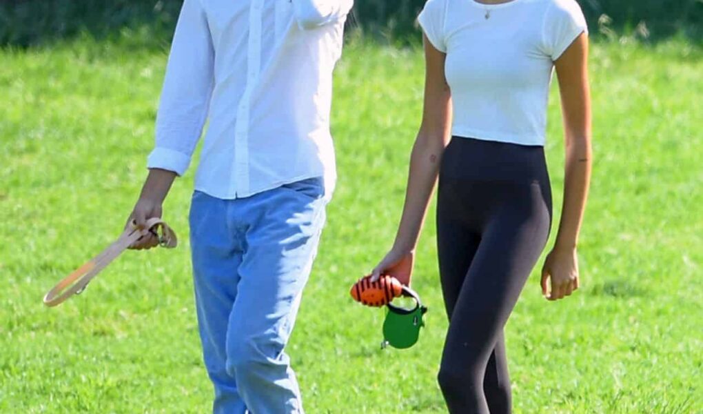 Kaia Gerber at a Dog Park in Los Angeles with Male Friend