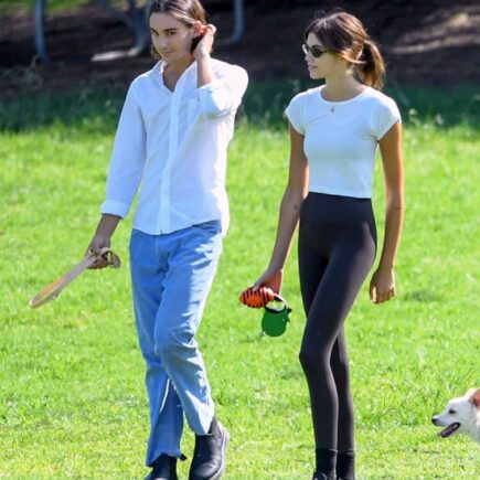 Kaia Gerber at a Dog Park in Los Angeles with Male Friend