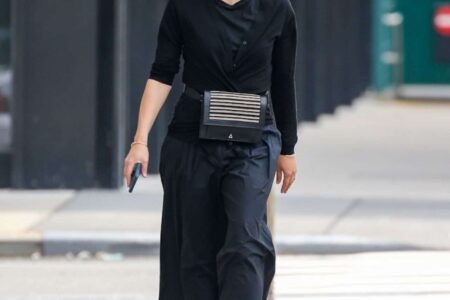 Maggie Gyllenhaal Out in All-black Outfit in New York