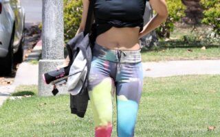 Sofia Boutella Out in Los Angeles in Colorful Gym Outfit