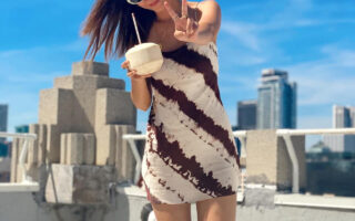Victoria Justice Posing in Chic Short Dress on Instagram