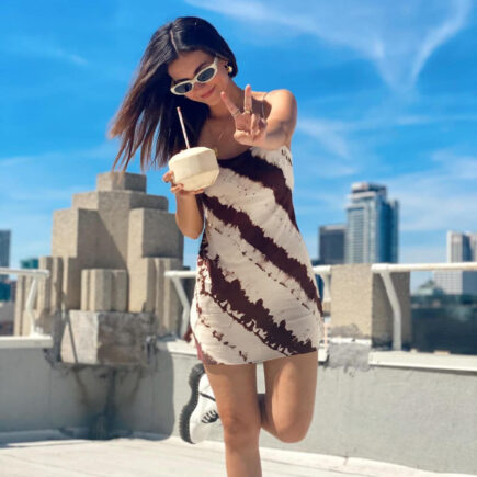 Victoria Justice Posing in Chic Short Dress on Instagram