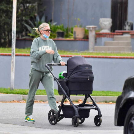 Elsa Hosk Heads Out on a Stroll with her Newborn Daughter