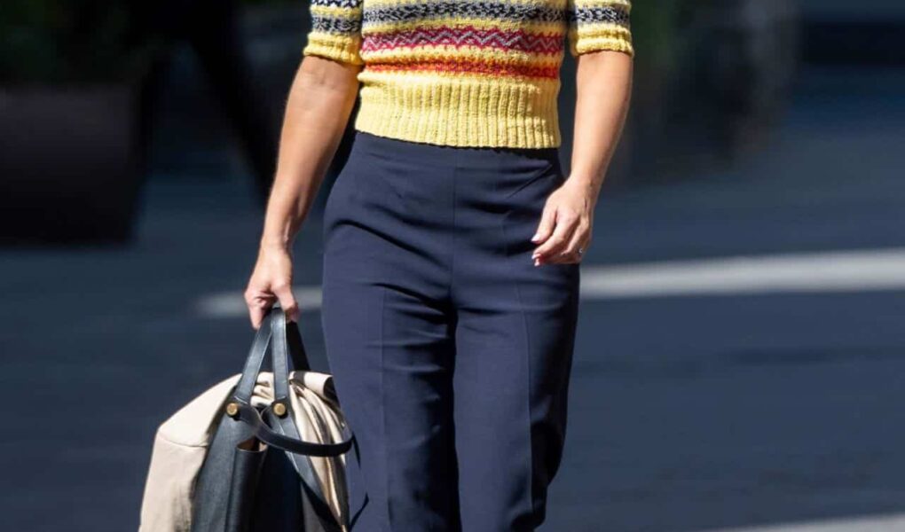 Charlotte Hawkins in Colorful Sweater Enjoys a Casual Stroll