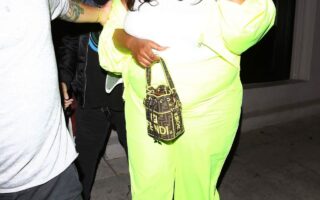 Lizzo in Neon Green Outfit at Craig’s in West Hollywood