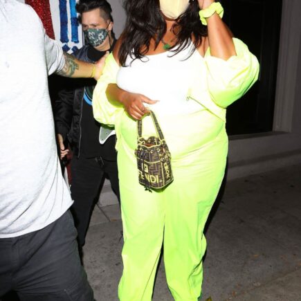 Lizzo in Neon Green Outfit at Craig’s in West Hollywood