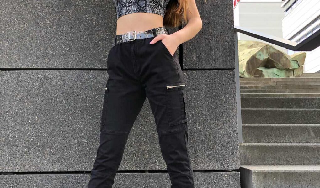 Laura Offermann Posing in Crop Top and Black Pants