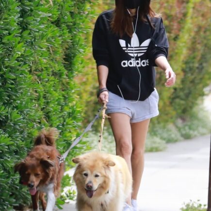 Aubrey Plaza Out in Los Feliz in Black Adidas Hoodie