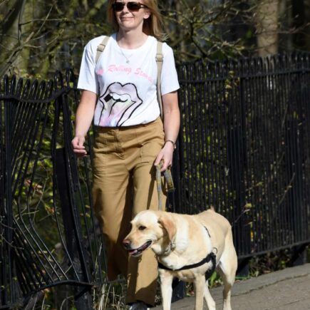 Jane Danson Takes her Dog Out for a Morning Stroll