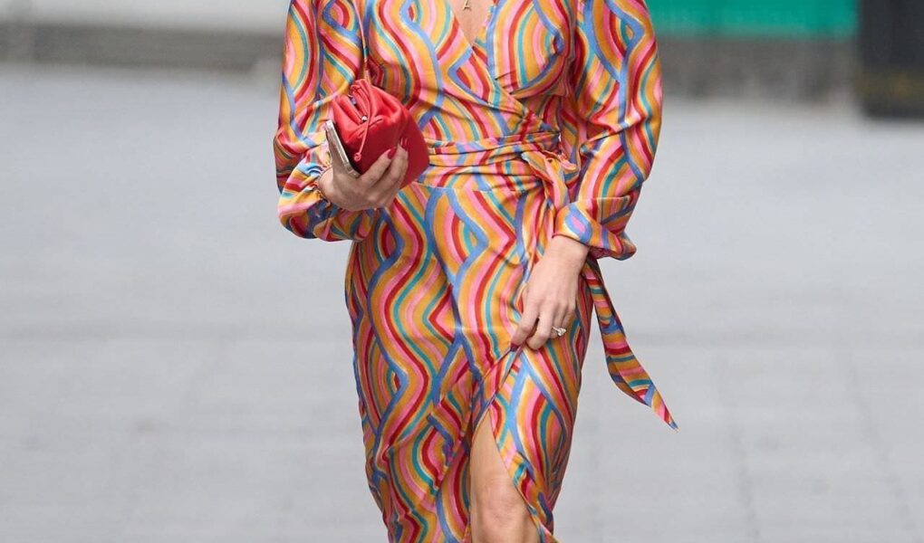Amanda Holden Out in London in Colorful Dress
