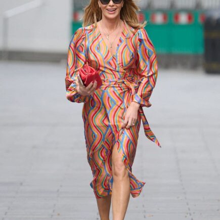 Amanda Holden Out in London in Colorful Dress