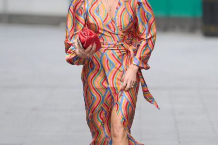 Amanda Holden Out in London in Colorful Dress