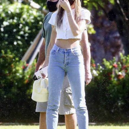 Candice Swanepoel in Miami Beach Park With her Two Children