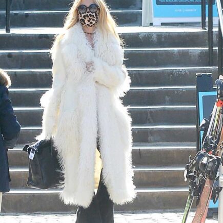 Rachel Zoe is Spotted in Chic Long White Fur Coat in Aspen