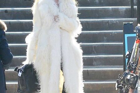 Rachel Zoe is Spotted in Chic Long White Fur Coat in Aspen