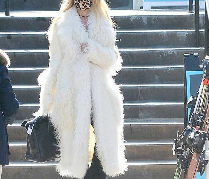 Rachel Zoe is Spotted in Chic Long White Fur Coat in Aspen