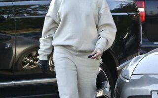 Ashley Tisdale Opts for Beige Sweatsuit and Black Face Mask on a Coffee Run in LA