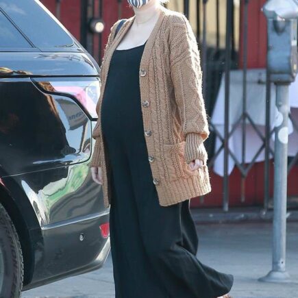 Emma Roberts in a Black Jumpsuit Stops by a Coffee Shop in Los Feliz