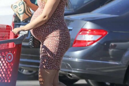 April Love Geary Shows Off her Growing Baby Bump as She Leaves the Store