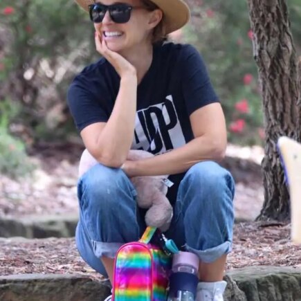 Natalie Portman Looks Casual at a Gas Station and in a Local Park with Kids
