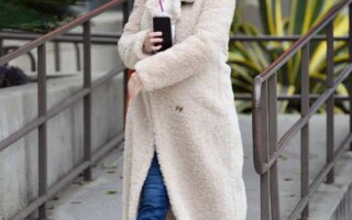 Emma Roberts Shows Off her Casual Side in Skinny Jeans and a Teddy-material Coat