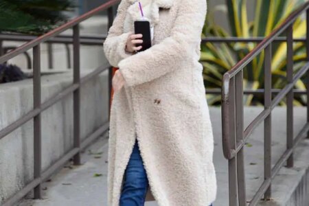 Emma Roberts Shows Off her Casual Side in Skinny Jeans and a Teddy-material Coat