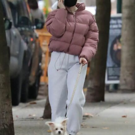 Madelaine Petsch Walks with Her Dog During a Break from Filming Riverdale