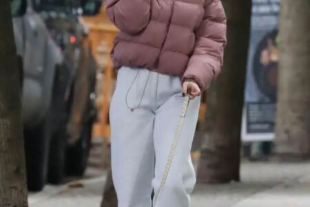 Madelaine Petsch Walks with Her Dog During a Break from Filming Riverdale