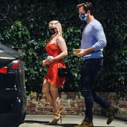 Ariel Winter in a Skimpy Red Dress with Luke Benward After Dinner Date