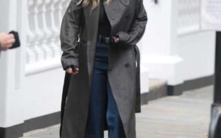 Rita Ora Looks Chic in a Leather Coat as She Goes to a Recording Studio