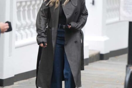 Rita Ora Looks Chic in a Leather Coat as She Goes to a Recording Studio