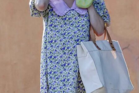 Pregnant Emma Roberts Looks Cute in Babydoll Dress in LA