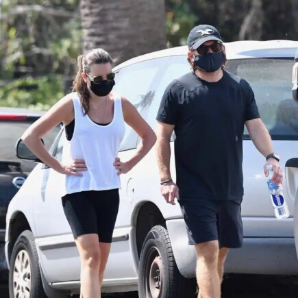 Lea Michele in a Tank Top and Shorts as she Takes a Walk with Zandy Reich