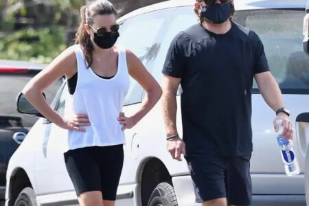 Lea Michele in a Tank Top and Shorts as she Takes a Walk with Zandy Reich