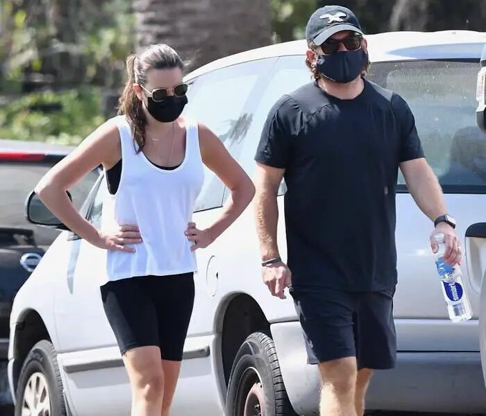 Lea Michele in a Tank Top and Shorts as she Takes a Walk with Zandy Reich