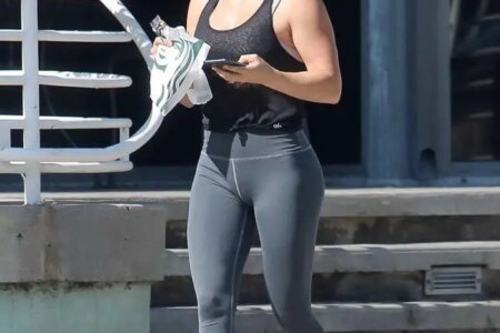 Hilary Duff Stops for a Pre-workout Drink at Starbucks in LA