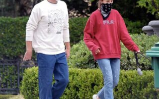 Lily Collins Takes her Dog Out for a Walk with BF Charlie McDowell