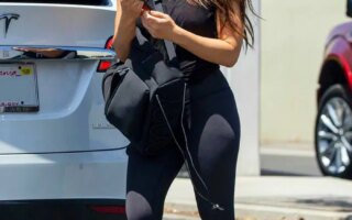 Olivia Munn in an All-black Outfit Leaving a Gym in LA