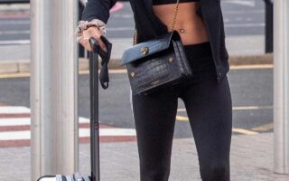 Rebecca Gormley in a Black Tracksuit with her BF at Newcastle Airport
