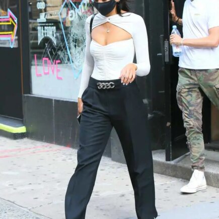 Dua Lipa in a Chic White Cut-out Bodysuit Leaves a Studio in NY