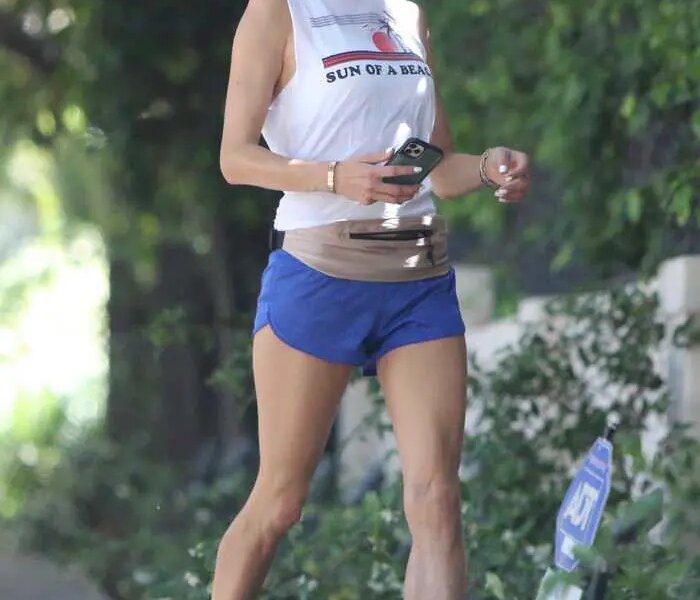 Alessandra Ambrosio Jogging in Short-shorts Around Brentwood