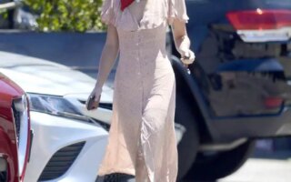 Dakota Johnson Wears Dress and Bandana Mask in LA