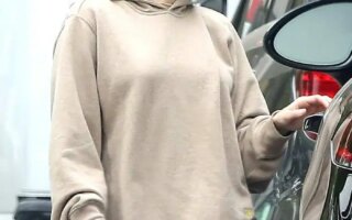 Emma Roberts in a Beige Hoody While Out Shopping in LA