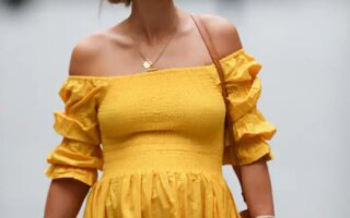 Pregnant Vogue Williams Rocks a Yellow Maxi Dress