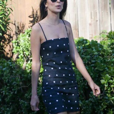 Emily Ratajkowski is Summer-ready in a Polka-dotted Mini Dress