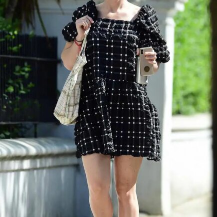 Alice Eve in a Topshop Monochrome Mini-dress Hits The Shops