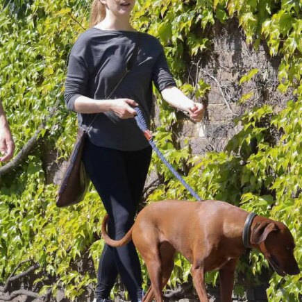 Natalie Dormer and David Oakes Walking Her Dog in Richmond, UK