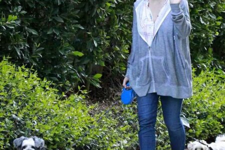 Milla Jovovich Cuts a Relaxed Look as She Takes Her Dogs For a Walk